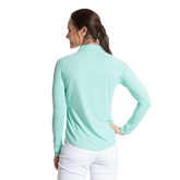 Alternate View 2 of Solid Aqua Cooling Sun Protection Quarter Zip Pull Over